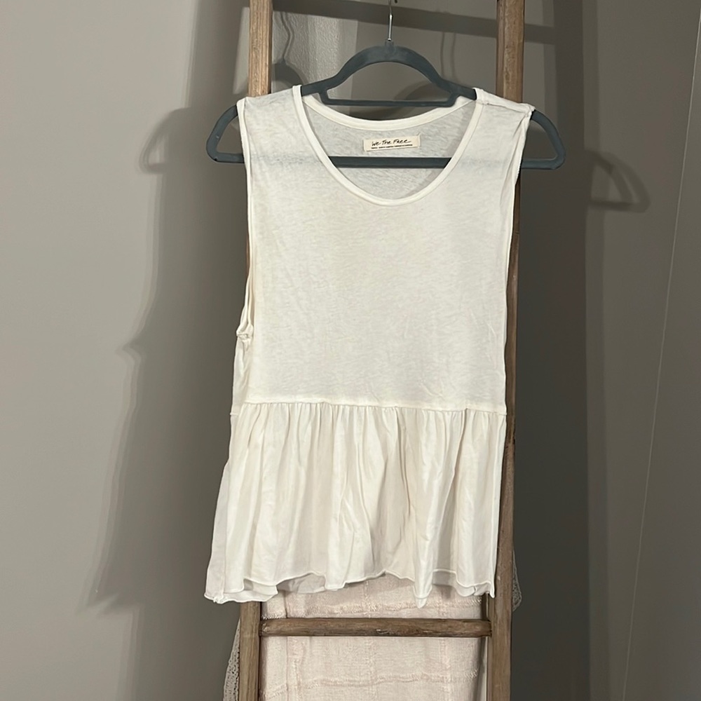 FREE PEOPLE White Peplum Muscle Tee